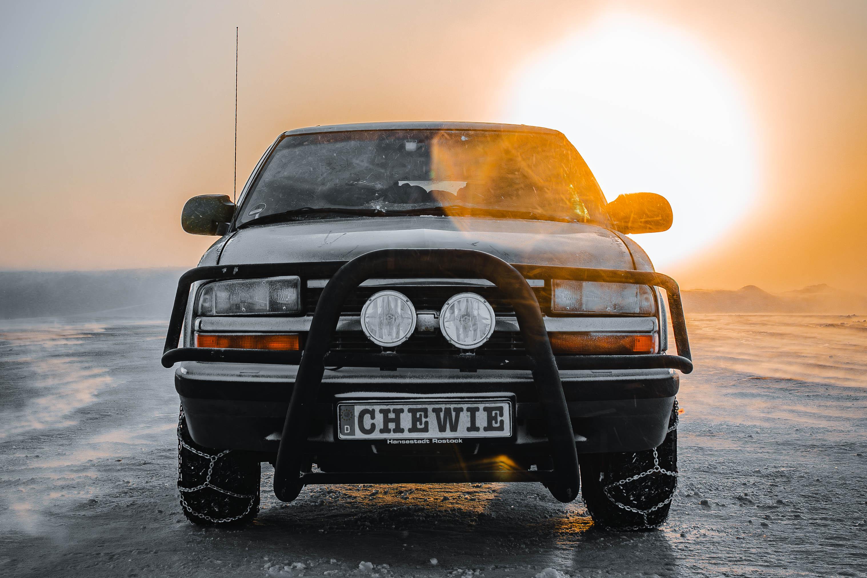 1999 Chevy Blazer at the North Cape in winter, symbolizing independence, resilience, and the ability to keep moving in harsh conditions.