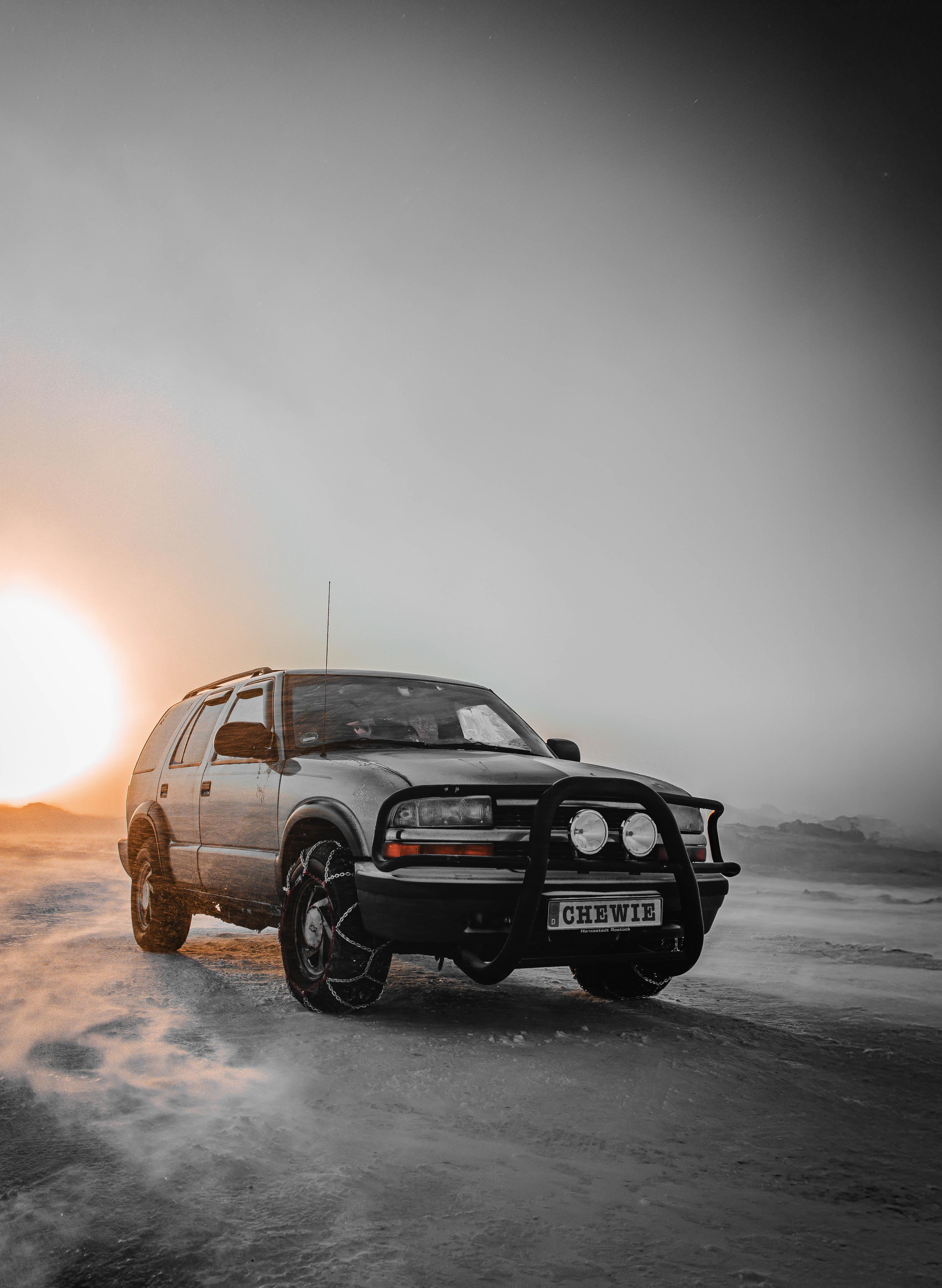 Chevy Blazer standing firm on icy ground at North Cape, ready to face the Arctic storm.