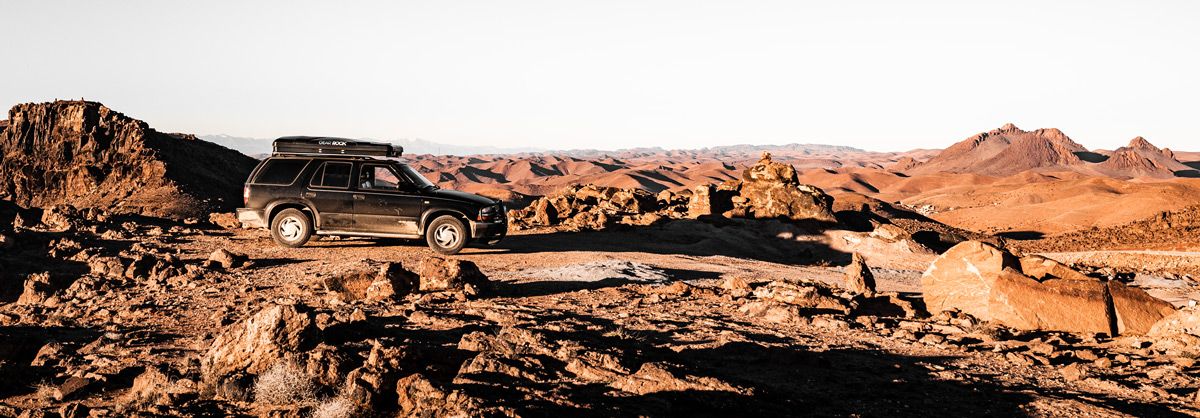 Anne's 1999 Chevrolet S10 Blazer parked in the Anti-Atlas mountains in Morocco.