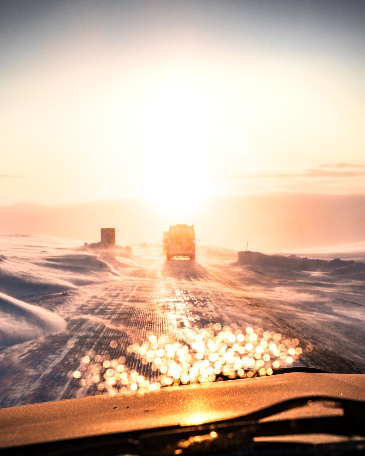 Driving in convoy back from North Cape in winter. Driving in convoy back from North Cape in winter - an expedition that is only safe when the whole system works together.
