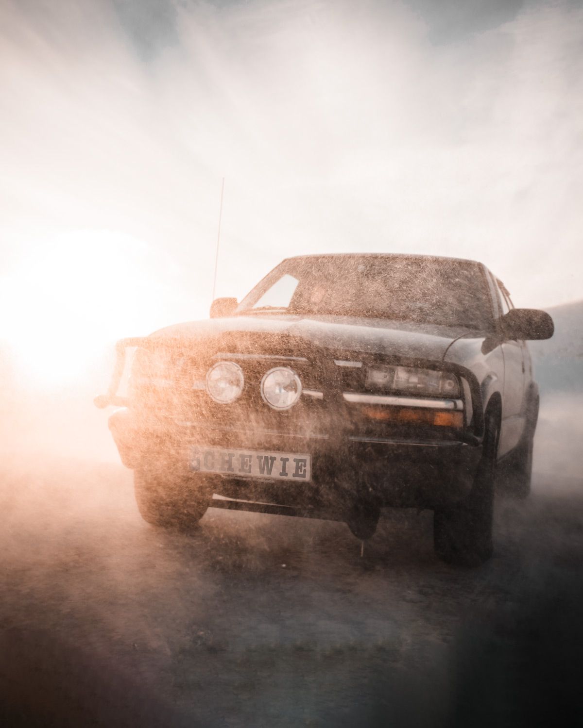 Anne's Chevy Blazer in an artic snow storm on the north cape expedition. Anne's Chevy Blazer is resilient enougth to face an artic snow storm on the north cape expedition.