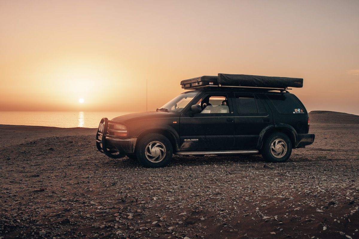 Anne's Blazer in the sand dunes at the Atlantic ocean in Morocco 1999 Chevrolet S10 Blazer parked in the sand dunes at the Atlantic ocean in Morocco.